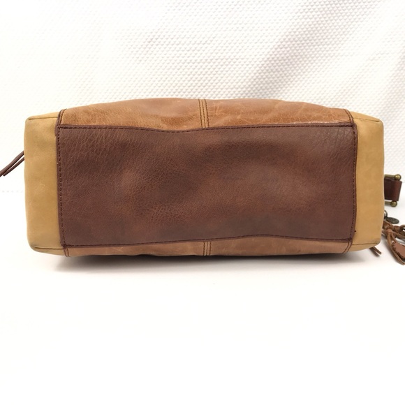 THE SAK Tan/Brown Distressed Leather Boho Hobo Shoulder Bag with Feathers Charm - Picture 7 of 12